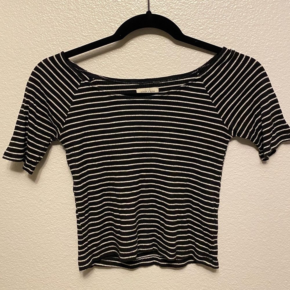 Urban Outfitters black/white striped crop shirt